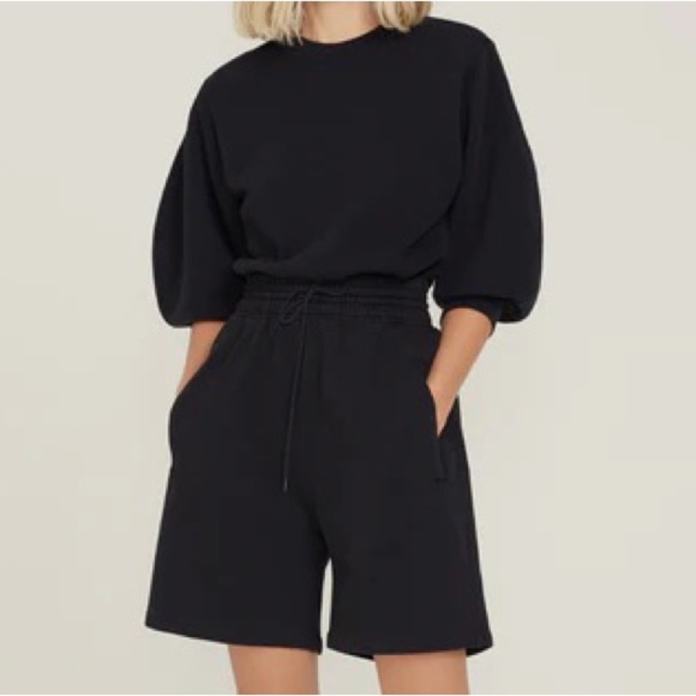 Agolde Thora 3/4 Sleeve Sweatshirt in Black